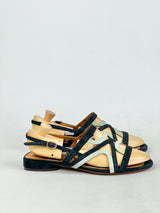 Chie Mihara Blue & Green Suede Sandals - EU 42