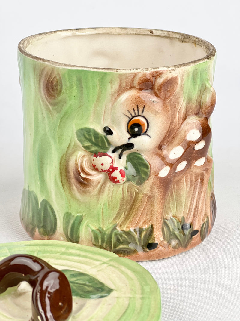 50s Japanese Ceramic Fawn Novelty Cookie Jar