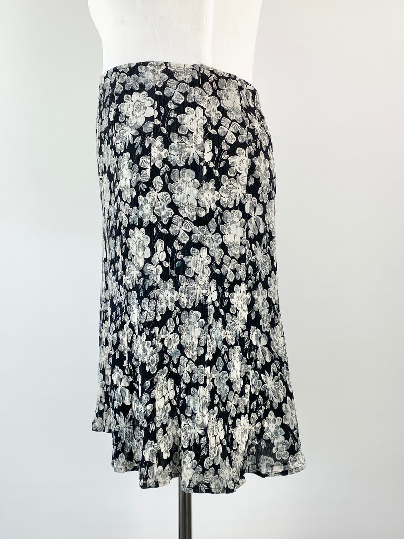 Emanuel Ungaro Silk & Cotton Blend Floral Midi Skirt - AU16